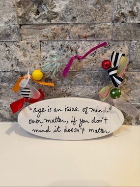 Department 56 Decorative Birthday Sign - Colorful Ribbon & Bead Accents